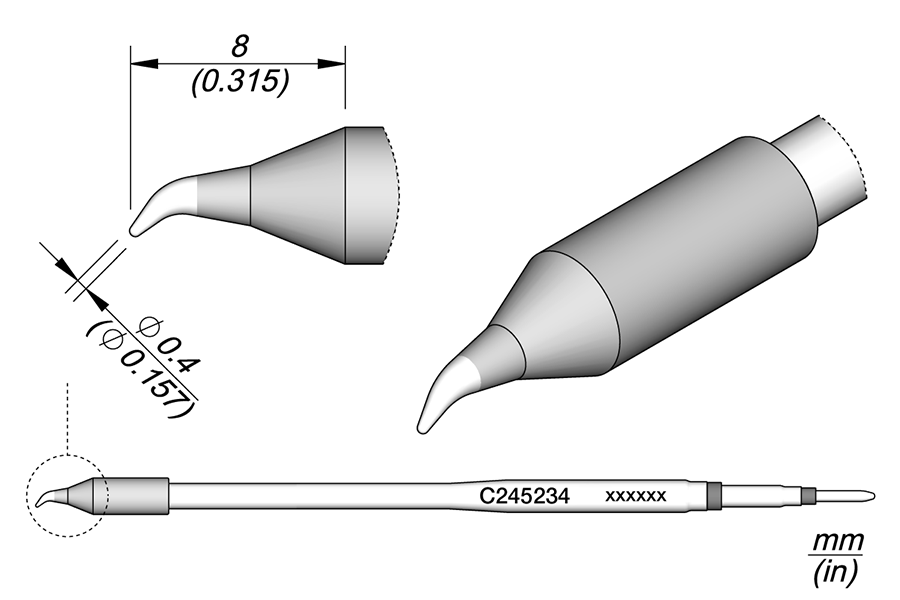 C245234 - Conical Bent Cartridge Ø 0.4 L